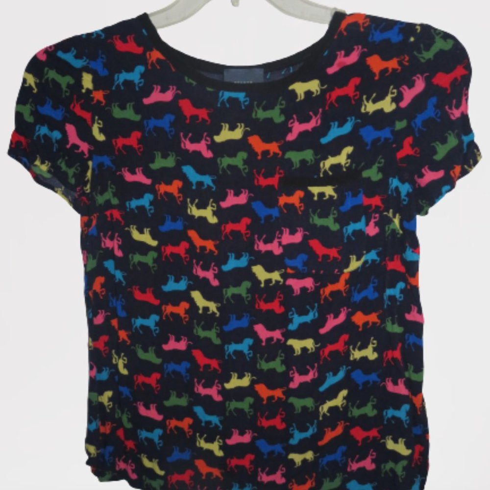 Colorful Anthropologie Maeve Horse & Lion Graphic Top